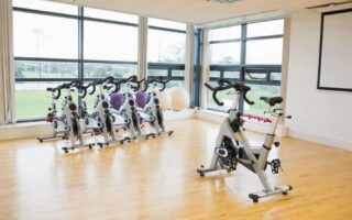 Exercise bikes in a gym