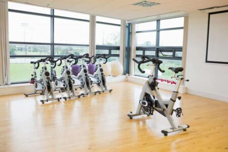 Exercise bikes in a gym